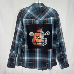 Five Nights of Freddy Upcycled Comfy Black & Blue Fall Shirt - Size Large